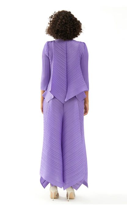 Miyake Pleated Two Piece Sets Spring New Korean Style Single Button Shirt Jacket Harem Pants Loose Designer Aesthetic Clothes