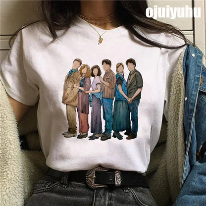 Fashion Friends Tv Show Funny Cartoon Women's T-shirt print ladies T-shirt casual basis O-collar black shirt short sleeve Tshirt
