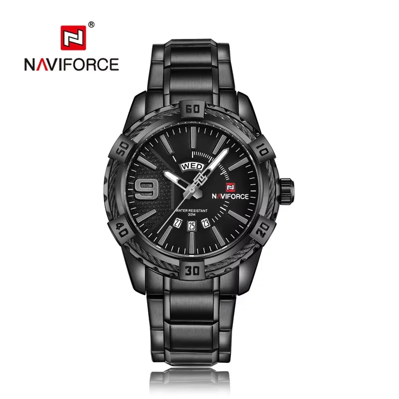 NAVIFORCE Luxury Brand Men's WristWatch Original Fashion Quartz Classic Watches For Men Waterproof Business Steel Band Clock Man
