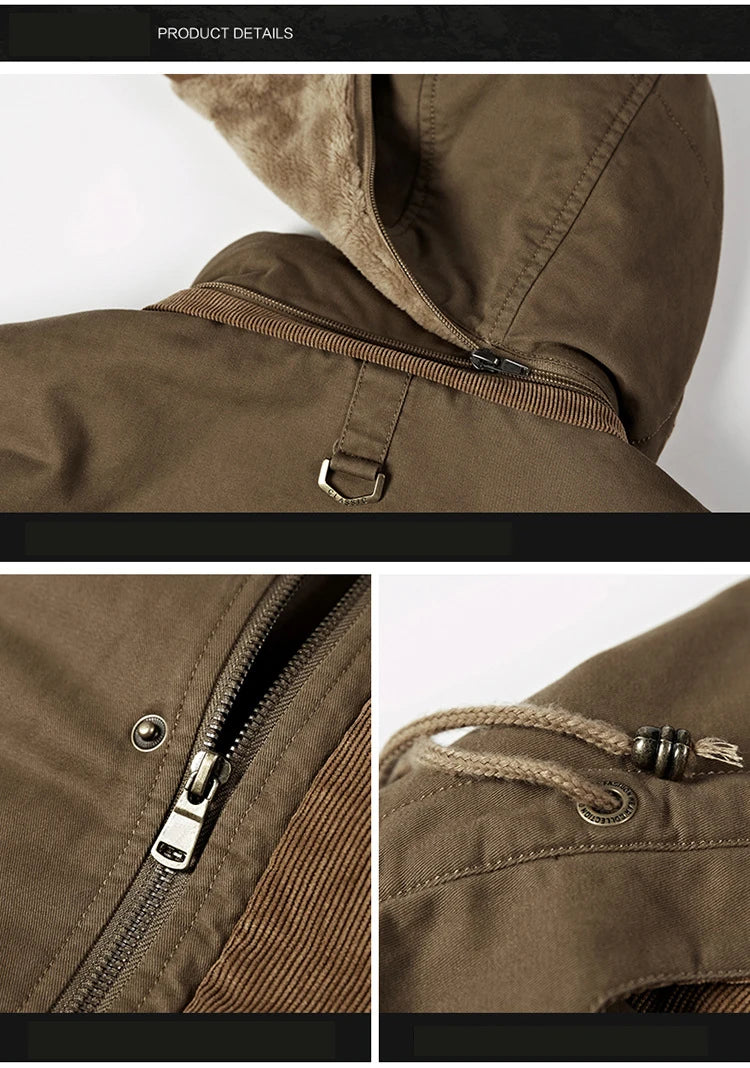 Men Winter New Fleece Warm Thick Windproof Parkas new Jackets Coat Men Autumn Fashion Hooded Casual Tactics Military Parkas Men
