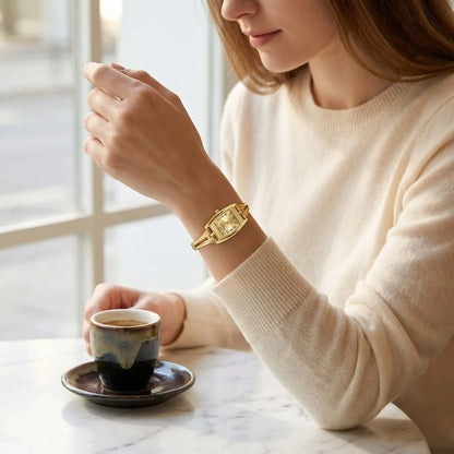 Luxury Women's Watches Fashion Rectangle Alloy Watch Strap Bracelet Quartz Watch Vintage Exquisite Ladies Clock Gift Reloj Mujer