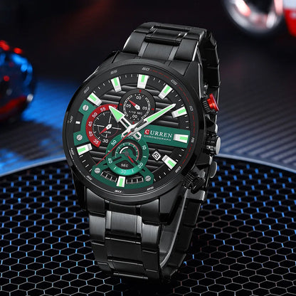 Gurren 8415 Men's Minimalist Six-hand Quartz Watch, Water-resistant Calendar Business Wristwatch