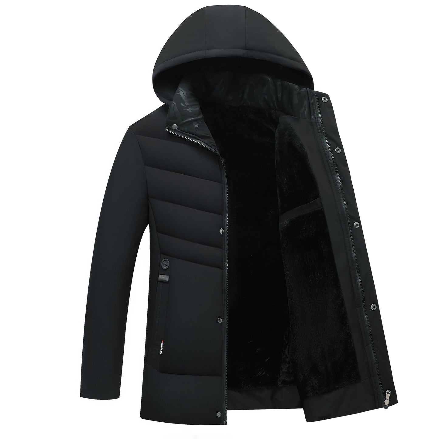 New Fashion Fleece Hooded Winter Coat Men Thick Warm Mens Winter Jacket Windproof Gift For Father Husband Parka Windproof Parkas