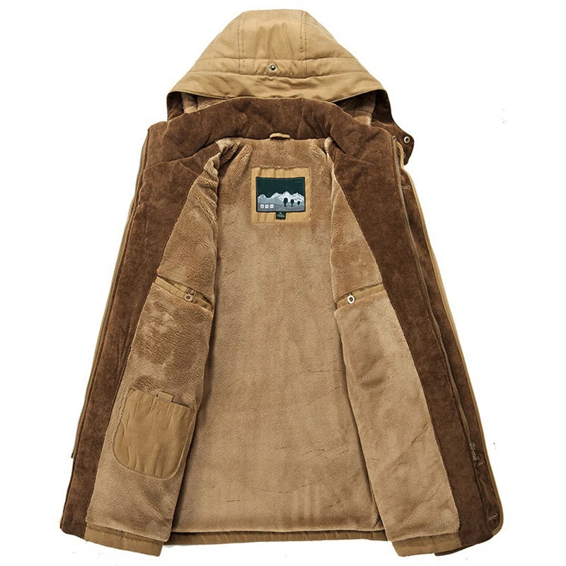 Men Winter New Fleece Warm Thick Windproof Parkas new Jackets Coat Men Autumn Fashion Hooded Casual Tactics Military Parkas Men