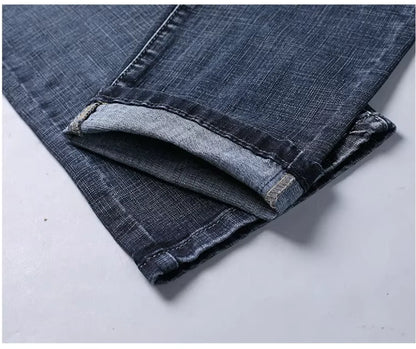 Wthinlee New Business Men's Jeans Casual Straight Stretch Fashion Classic Blue Black Work Denim Trousers Male Brand Clothing