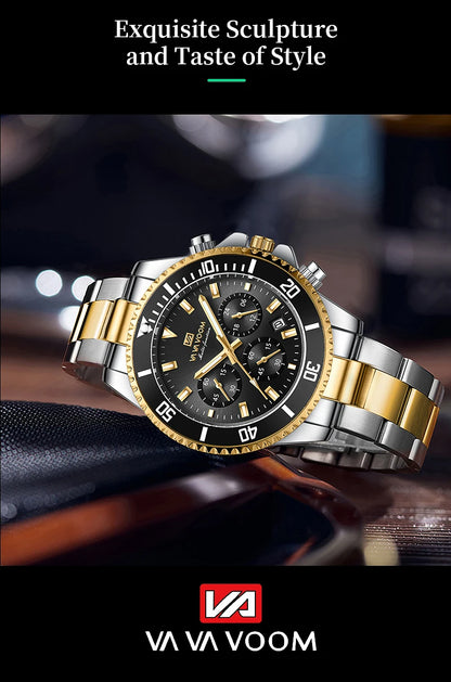 Multifunctional Mens Quartz Watch Luxury Water Night Glow Business Style Diver Series Stainless Steel Leisure Fashion Wristwatch