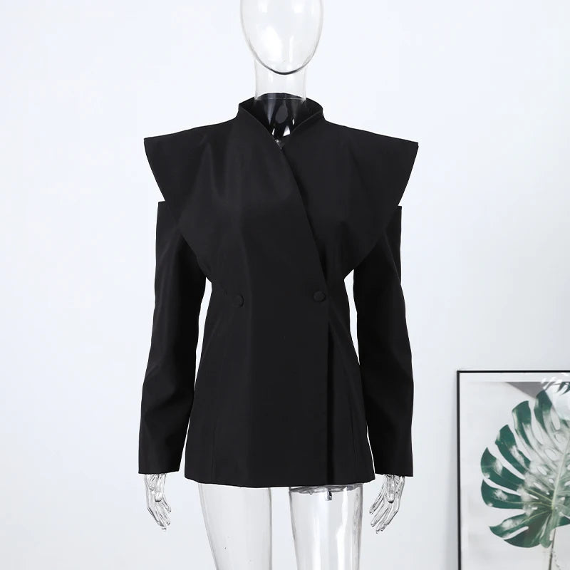 Chic Deconstructed Women's Blazer Full Sleeve Double-Breasted Waist-Closed Lady Jackets 2026 Spring Female Street Coats New