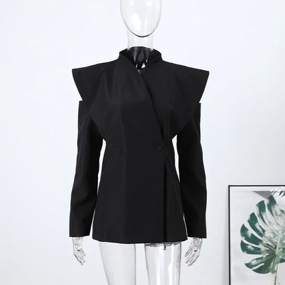 Chic Deconstructed Women's Blazer Full Sleeve Double-Breasted Waist-Closed Lady Jackets 2026 Spring Female Street Coats New