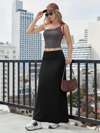 Summer Sexy One Shoulder Crop Top Maxi Skirt Set Women High Waist Slim Fit 2 Piece Outfit For Date Night