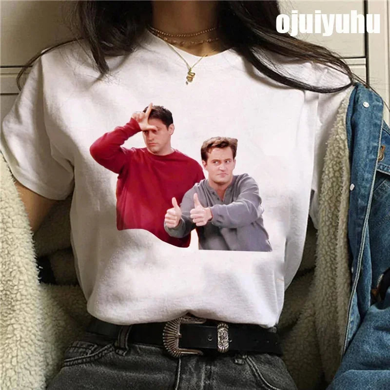 Fashion Friends Tv Show Funny Cartoon Women's T-shirt print ladies T-shirt casual basis O-collar black shirt short sleeve Tshirt