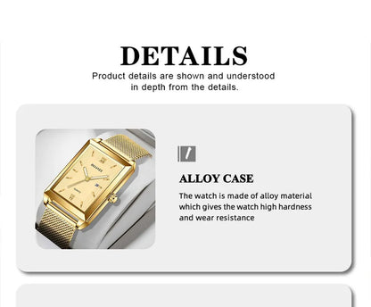 Mens Fashion Sports Watches Simple Men Luxury Gold Business Ultra Thin Stainless Steel Mesh Belt Quartz Watch