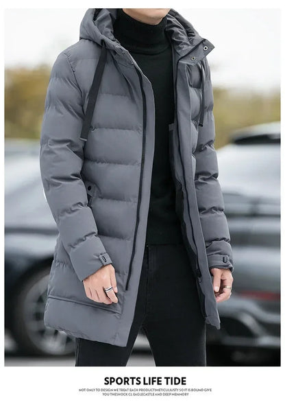 Male Outwear Winter Coats  Mens Jackets Winter Thicker Warm Parkas New Slim Fit Jackets Size Men Hooded Casual Long Down Jackets