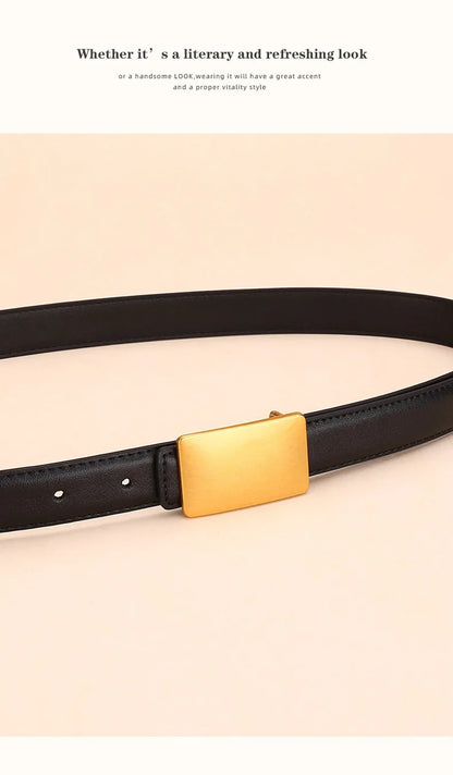 Women's Leather Belt Luxury Brand Waist Chain for Jeans and Dress Retro Pyramid Buckle Double Sided Belts