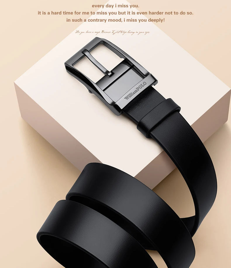 Genuine leather men's retro belt, needle buckle fashion belt, versatile casual pants belt