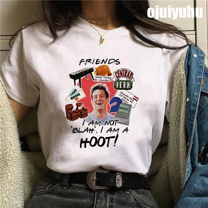 Fashion Friends Tv Show Funny Cartoon Women's T-shirt print ladies T-shirt casual basis O-collar black shirt short sleeve Tshirt