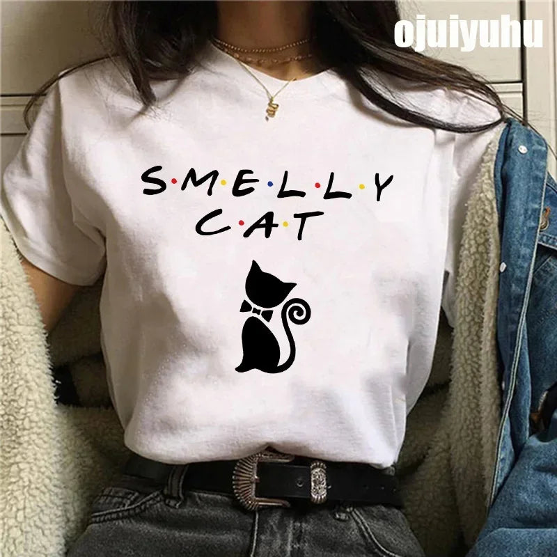 Fashion Friends Tv Show Funny Cartoon Women's T-shirt print ladies T-shirt casual basis O-collar black shirt short sleeve Tshirt