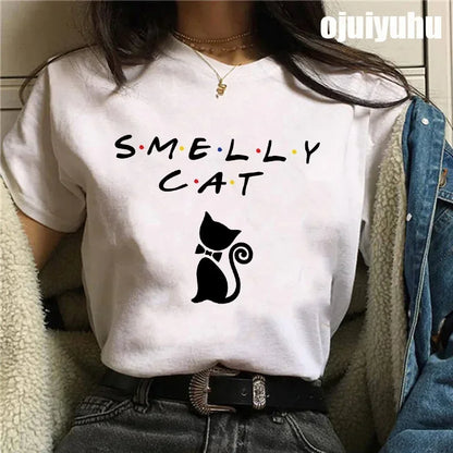 Fashion Friends Tv Show Funny Cartoon Women's T-shirt print ladies T-shirt casual basis O-collar black shirt short sleeve Tshirt