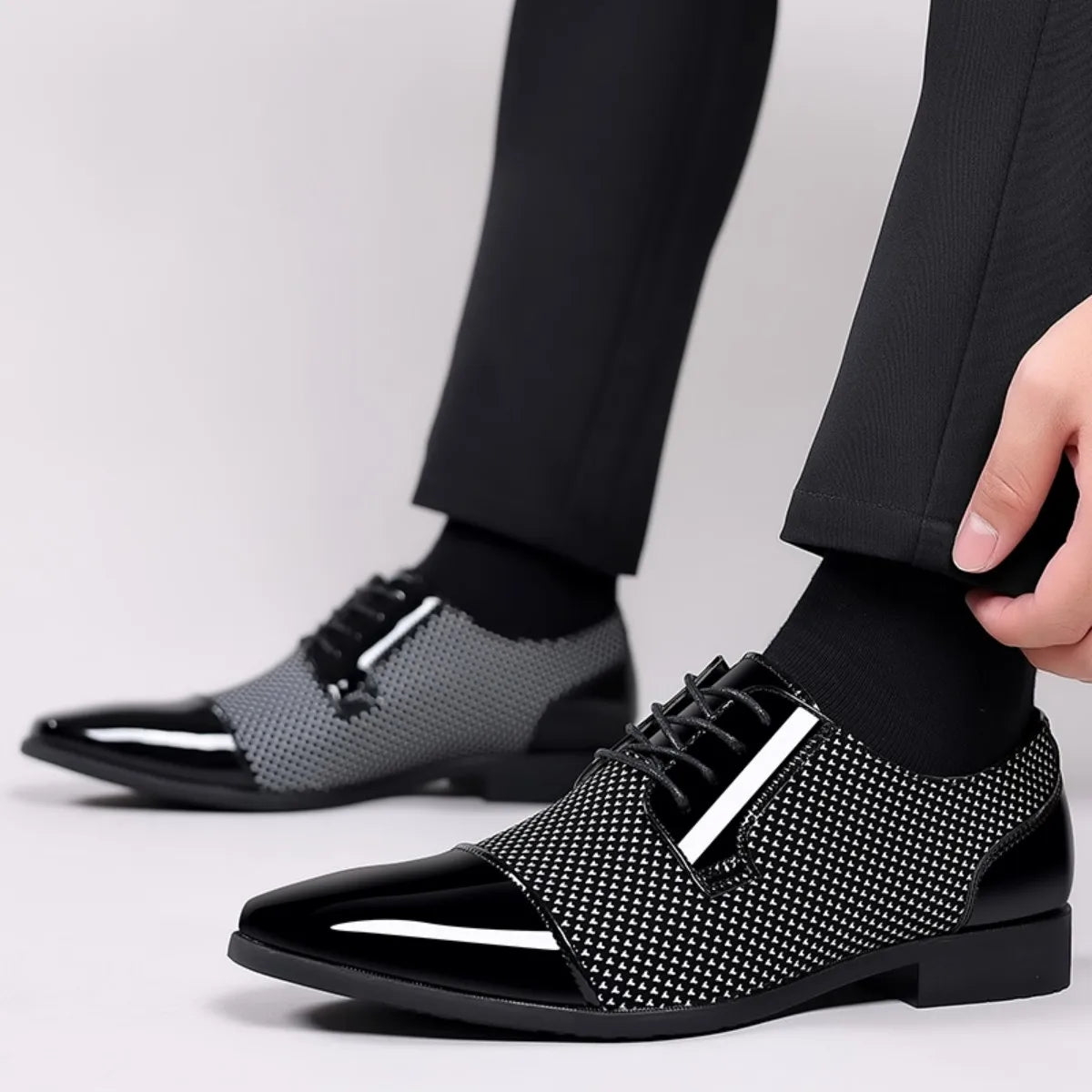 Men's Dress Shoes Classic Lace-up Formal Oxfords Modern Tuxedo Business Casual Scale Pattern Comfort Formal Shoes for Men