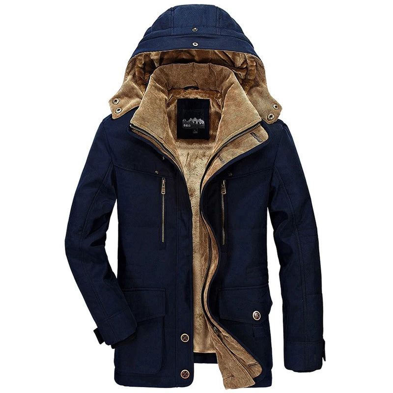 Men Winter New Fleece Warm Thick Windproof Parkas new Jackets Coat Men Autumn Fashion Hooded Casual Tactics Military Parkas Men