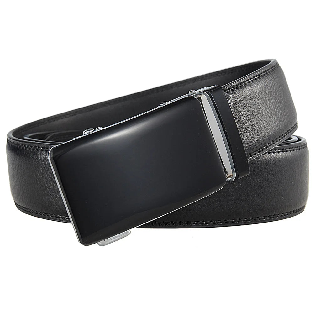 Brand New Mens Belts Casual Automatic Buckle Black Red Brown Male Cow Genuine Leather Trouser Belt