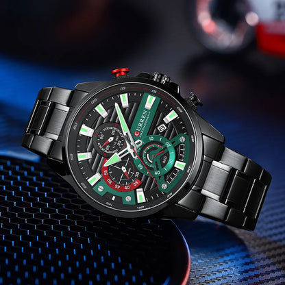 Gurren 8415 Men's Minimalist Six-hand Quartz Watch, Water-resistant Calendar Business Wristwatch
