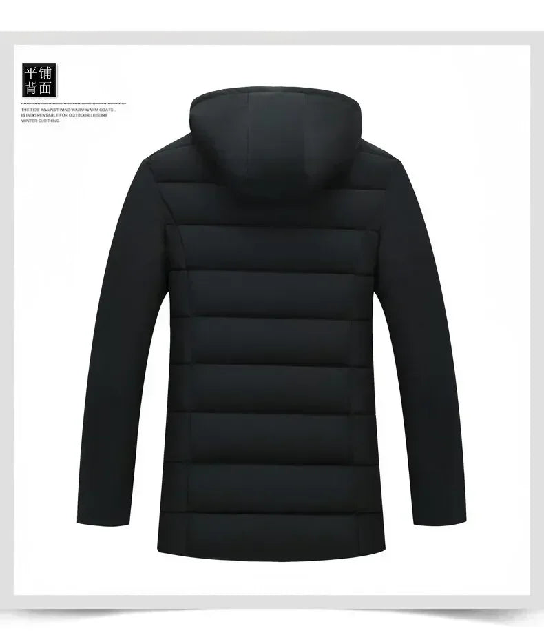 New Fashion Fleece Hooded Winter Coat Men Thick Warm Mens Winter Jacket Windproof Gift For Father Husband Parka Windproof Parkas