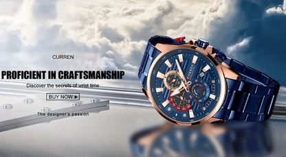 Gurren 8415 Men's Minimalist Six-hand Quartz Watch, Water-resistant Calendar Business Wristwatch