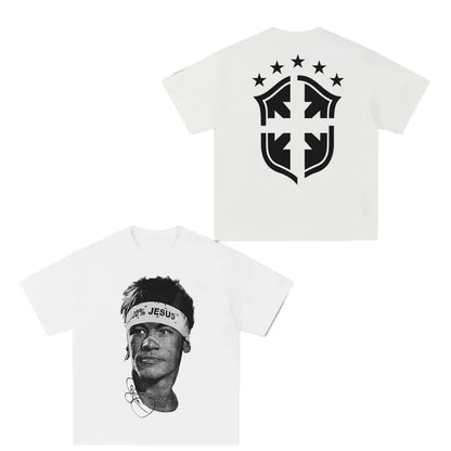 Neymar American Football Star Print 100%Cotton Short-sleeved T-shirt Men Women Clothing Athleisure Print Fashion Oversize Tee