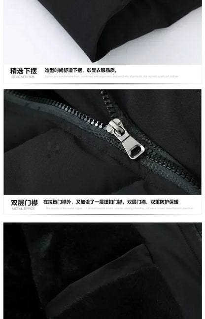 New Fashion Fleece Hooded Winter Coat Men Thick Warm Mens Winter Jacket Windproof Gift For Father Husband Parka Windproof Parkas