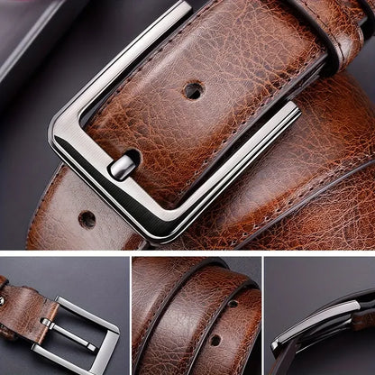 Genuine Leather For Men's High Quality Buckle Jeans Cowskin Casual Belts Business Cowboy Waistband Male Fashion Designer