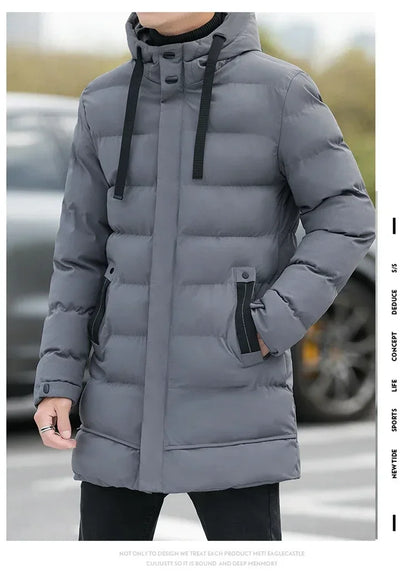Male Outwear Winter Coats  Mens Jackets Winter Thicker Warm Parkas New Slim Fit Jackets Size Men Hooded Casual Long Down Jackets