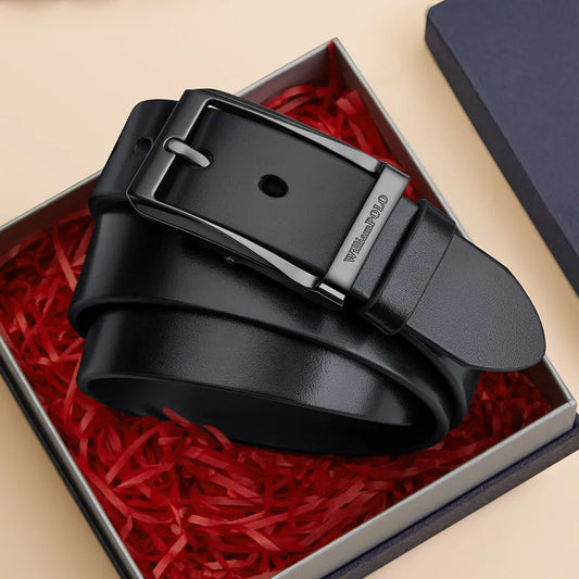 Genuine leather men's retro belt, needle buckle fashion belt, versatile casual pants belt