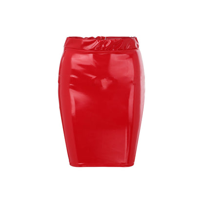 Red Bodycon Pu Mini Skirt Women Faux Leather Package Hip High Waist Skirt Korean Office Lady Pencil Skirts Clubwear Faldas Mujer