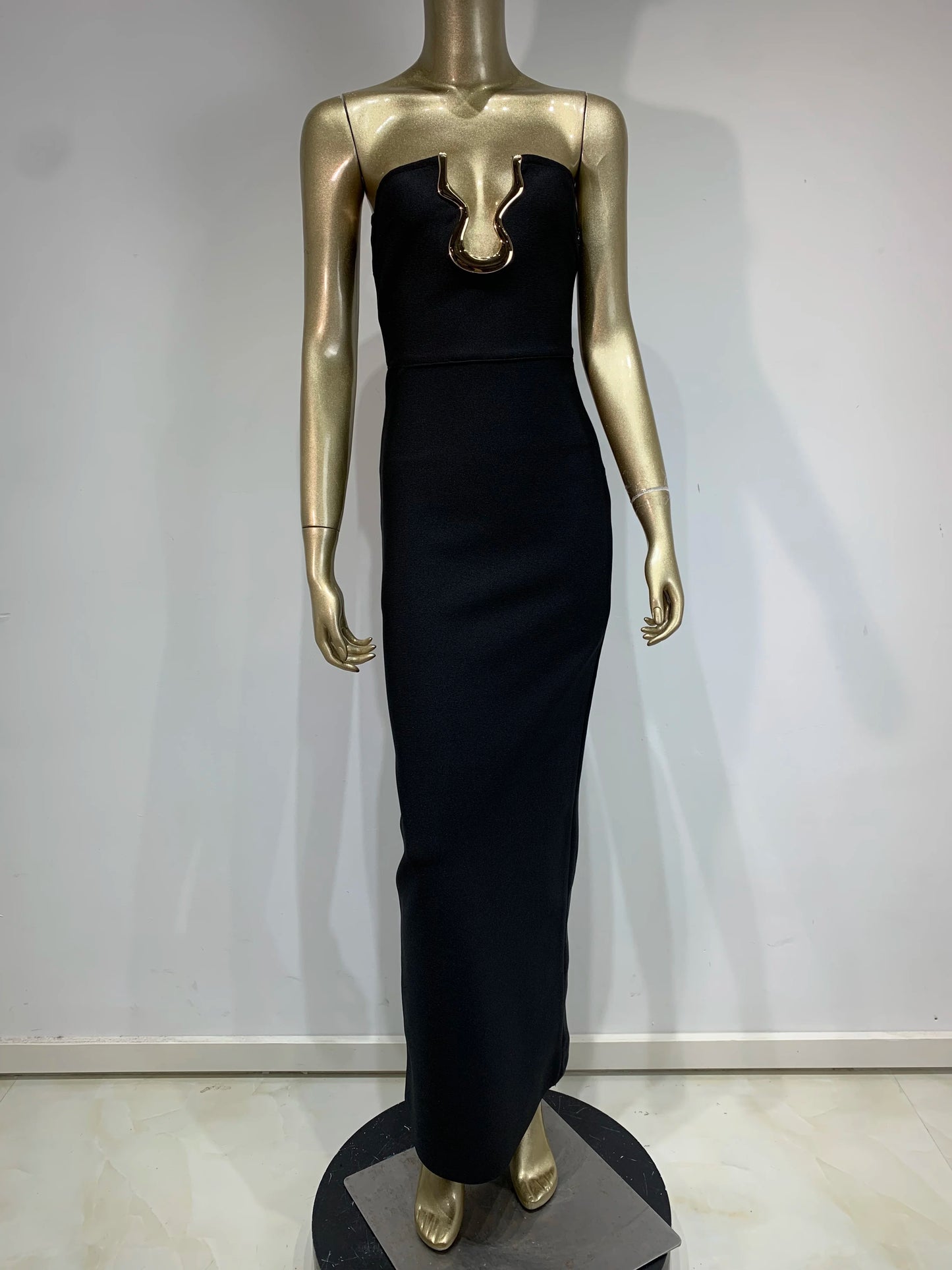 Ladies Women Celebrity Sexy Strapless Backless Black Maxi Long Bodycon Bandage Dress 2025 Elegant Evening Club Party Outfit