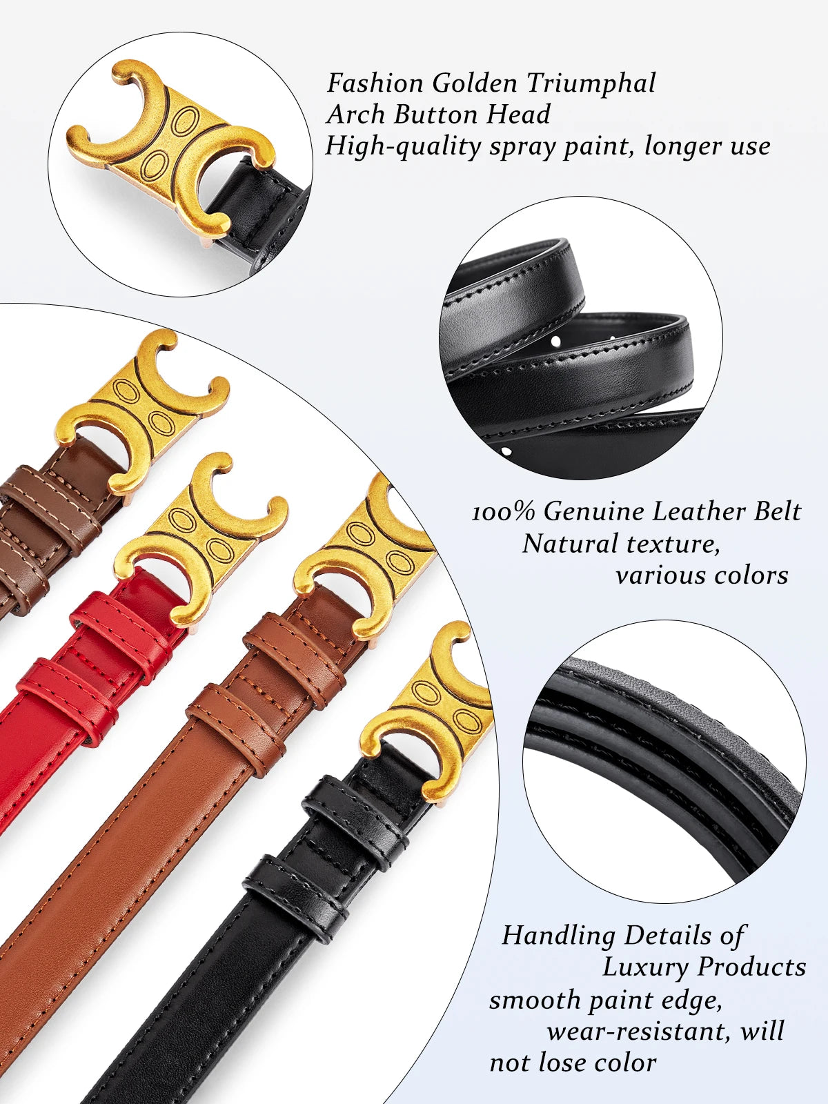 Summer women's belts Double C design fashion belts Match with dresses and jeans Fashionable and versatile