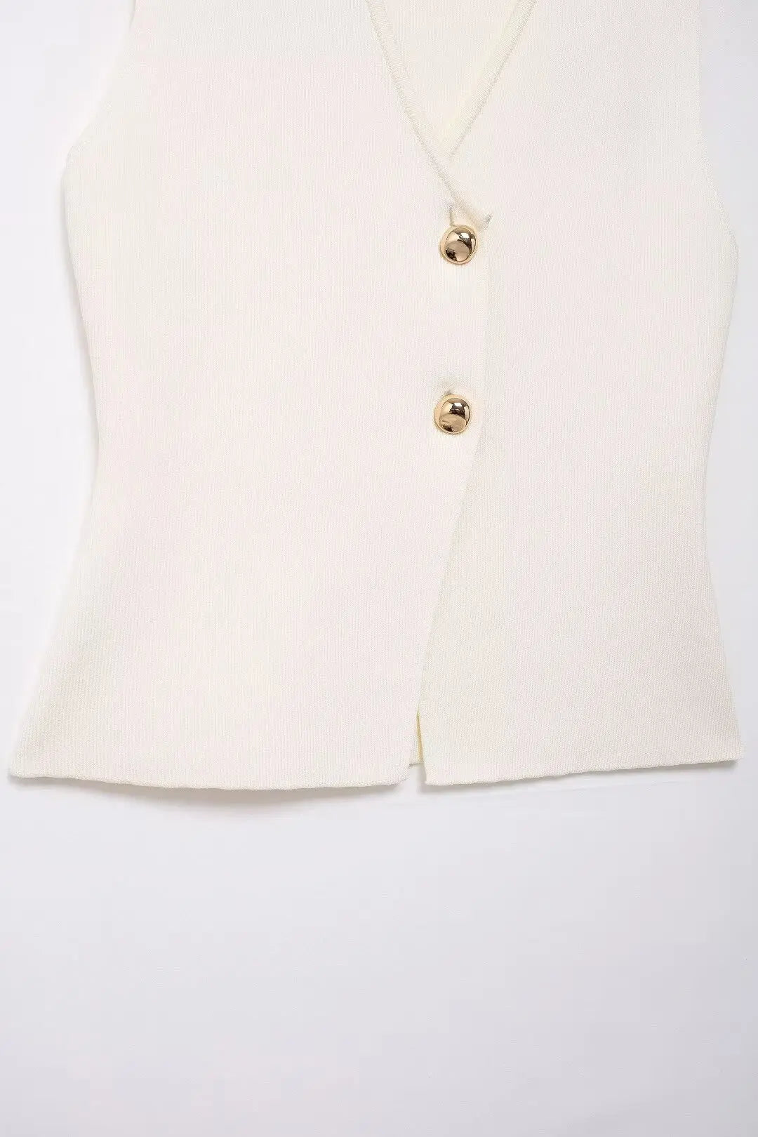 HH Women 2 Piece Skirt Set Elegant V-Neck Sleeveless Button Knitted Vest Top+Splicing High Waist Zipper Ankle-Length Skirts