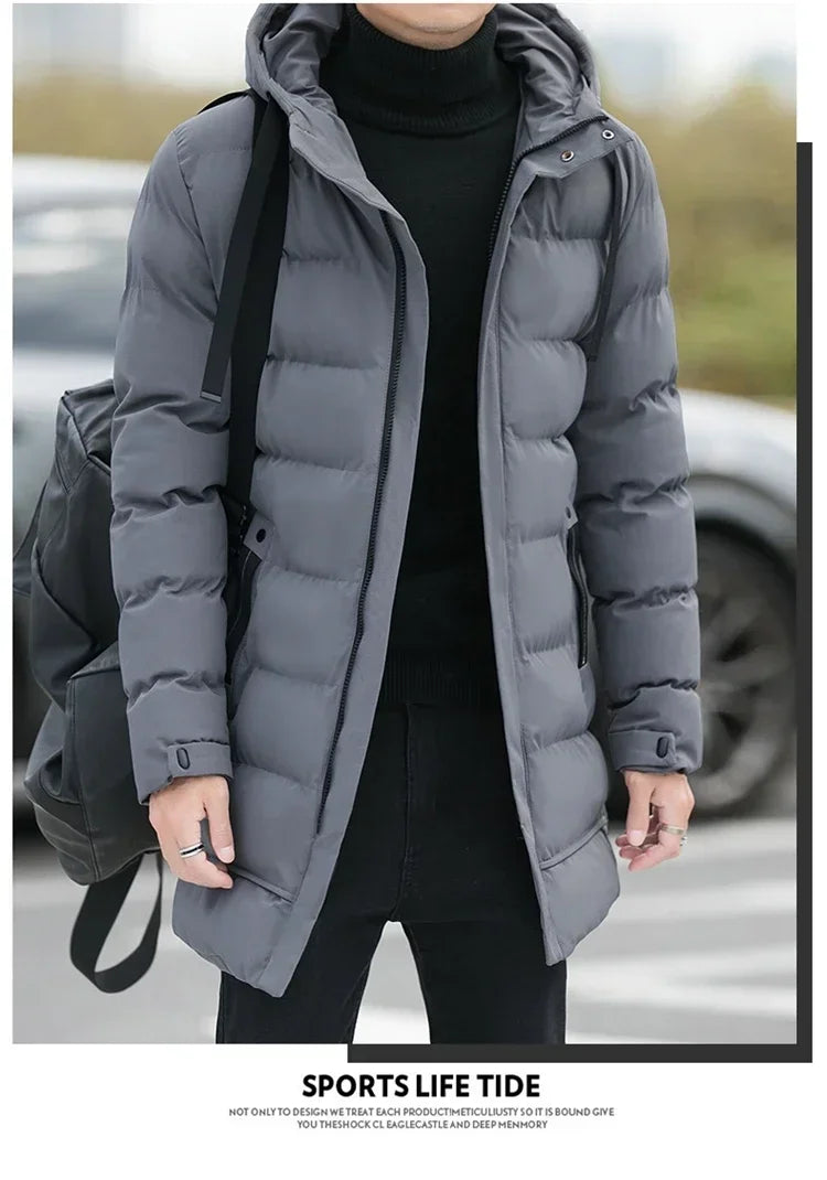 Male Outwear Winter Coats  Mens Jackets Winter Thicker Warm Parkas New Slim Fit Jackets Size Men Hooded Casual Long Down Jackets