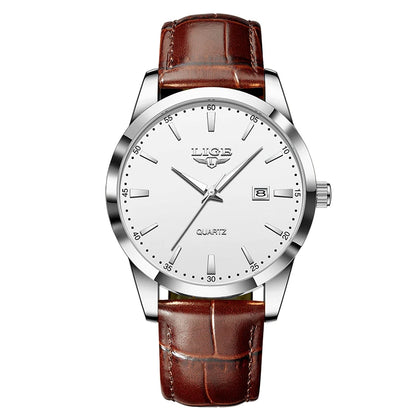 LIGE Mens Watches Top Brand Luxury Military Quartz Watch for Men Fashion Leather Waterproof Sports Chronograph Montre Homme+BOX