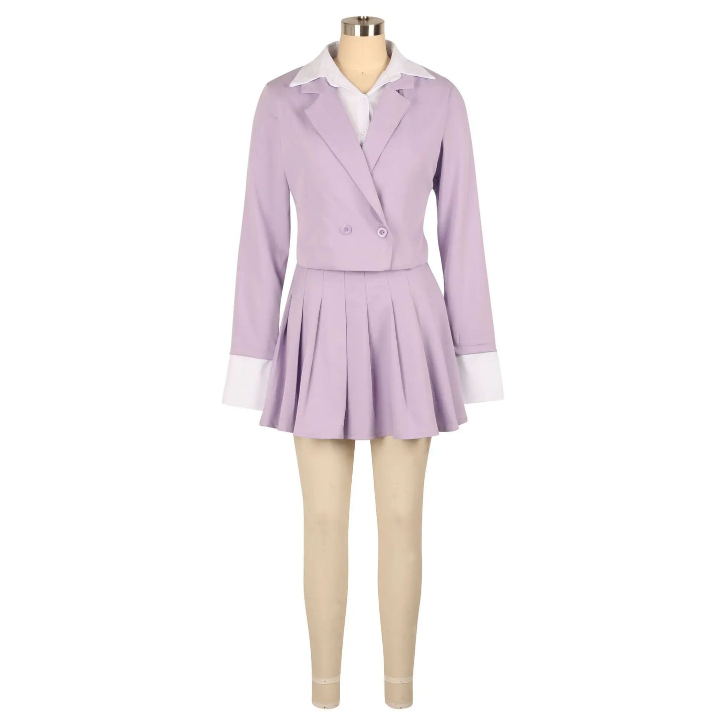 XTOCEAN INS Women Fashion Pleated Mini Skirts Suit and Shirt Patchwork Long Sleeve Blazer Matching 2 Two Piece Set Outfits