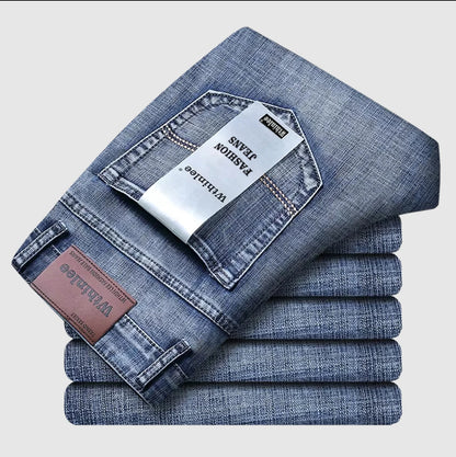 Wthinlee New Business Men's Jeans Casual Straight Stretch Fashion Classic Blue Black Work Denim Trousers Male Brand Clothing