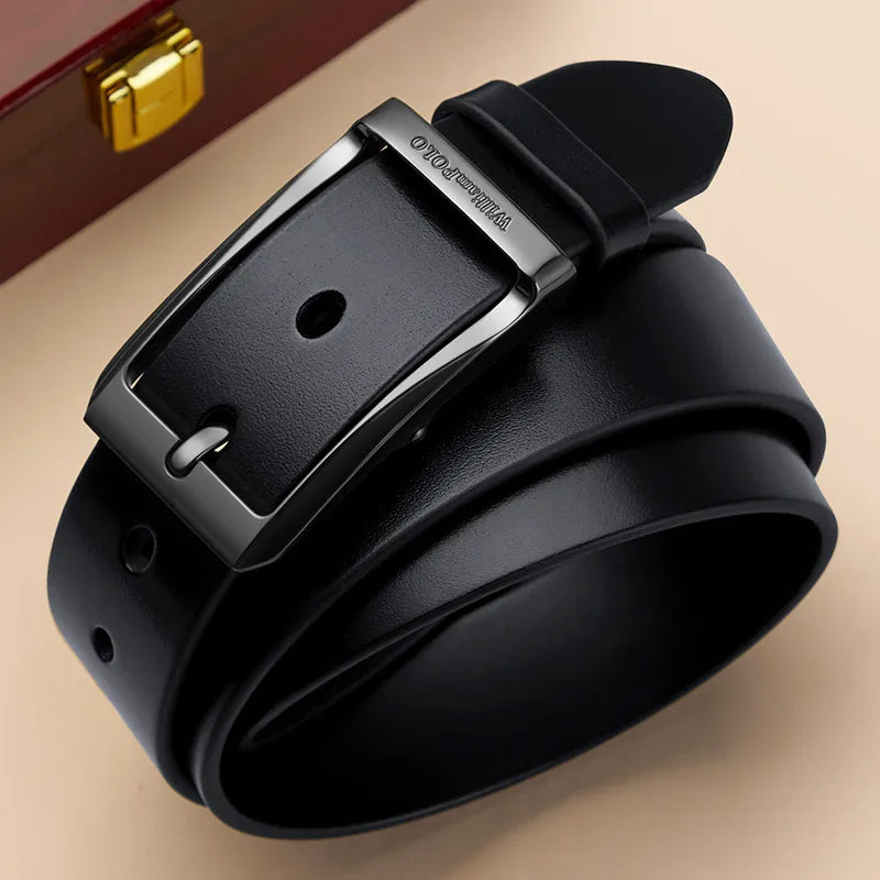 Genuine leather men's retro belt, needle buckle fashion belt, versatile casual pants belt