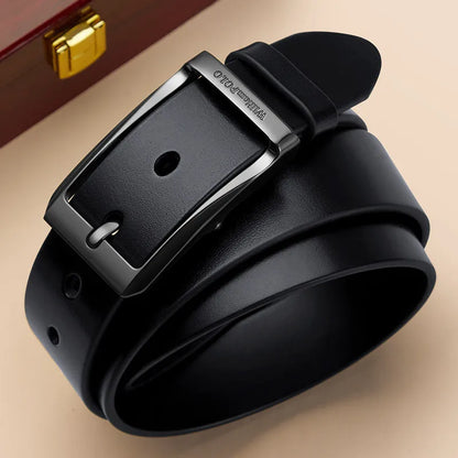 Genuine leather men's retro belt, needle buckle fashion belt, versatile casual pants belt