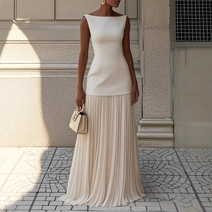 2026 Spring and Autumn Fashion Elegant Dress Party Vest Overskirt Pleated Women's Two-piece Set