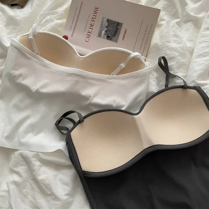 Summer Sexy Top Women Slim Thin Straps Camisole Sleeveless T-Shirt with Cups Solid Color Tank Tops Ice Silk Comfortable Sling