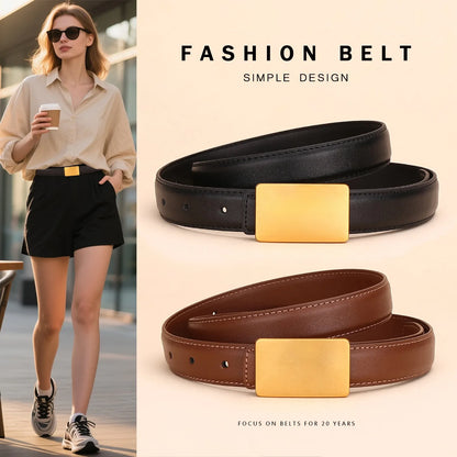 Women's Leather Belt Luxury Brand Waist Chain for Jeans and Dress Retro Pyramid Buckle Double Sided Belts