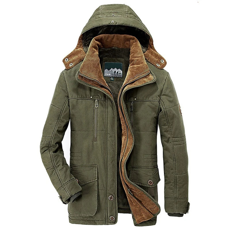Men Winter New Fleece Warm Thick Windproof Parkas new Jackets Coat Men Autumn Fashion Hooded Casual Tactics Military Parkas Men