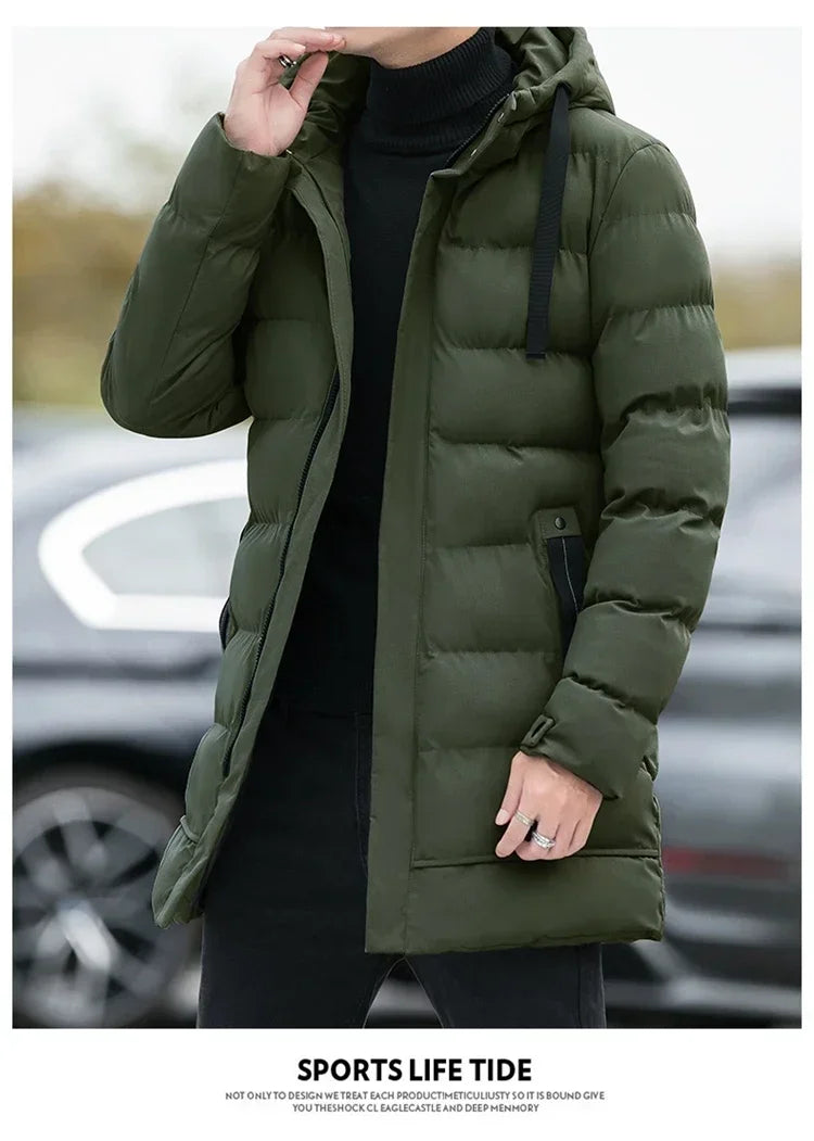 Male Outwear Winter Coats  Mens Jackets Winter Thicker Warm Parkas New Slim Fit Jackets Size Men Hooded Casual Long Down Jackets