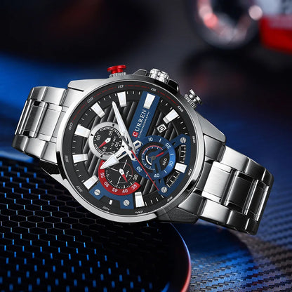 Gurren 8415 Men's Minimalist Six-hand Quartz Watch, Water-resistant Calendar Business Wristwatch