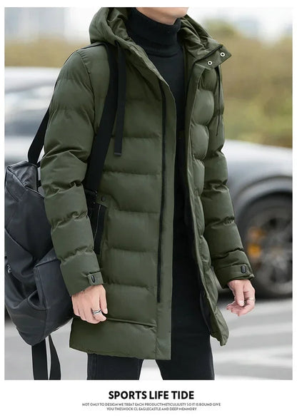 Male Outwear Winter Coats  Mens Jackets Winter Thicker Warm Parkas New Slim Fit Jackets Size Men Hooded Casual Long Down Jackets