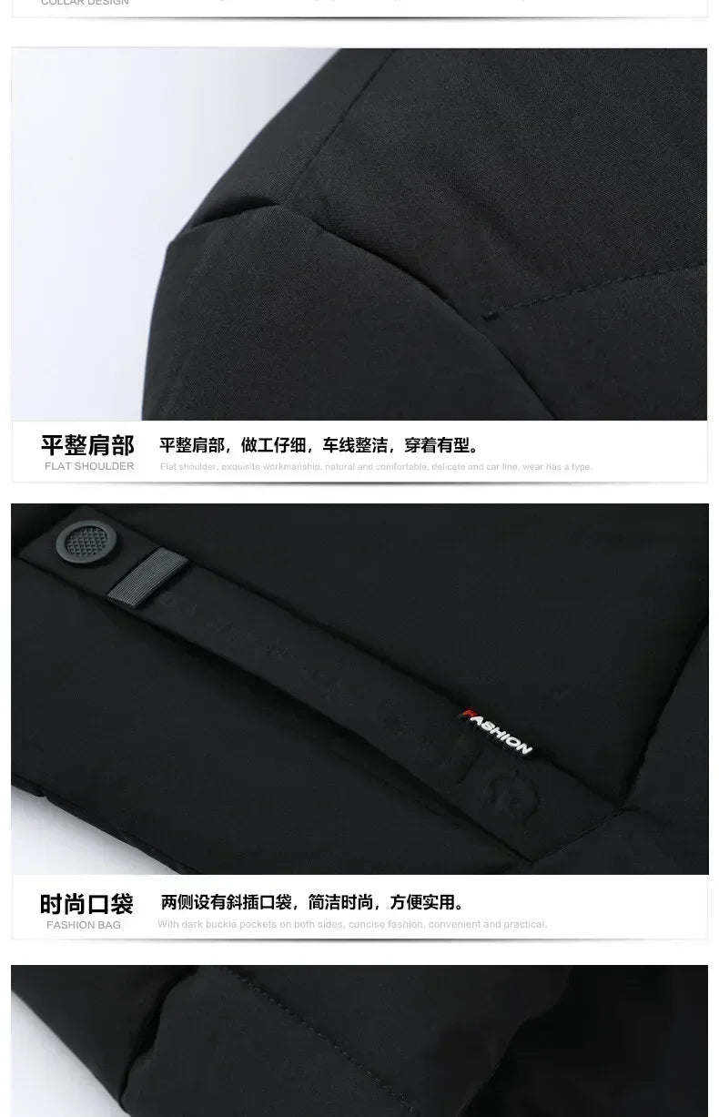 New Fashion Fleece Hooded Winter Coat Men Thick Warm Mens Winter Jacket Windproof Gift For Father Husband Parka Windproof Parkas